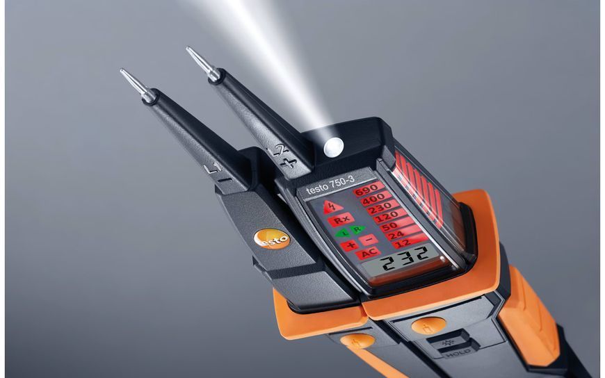 Įtampos testeris Testo 750-3 su LC ekranu ir RCD testavimo funkcija