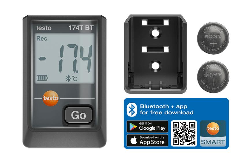Мини-логгер температуры Testo 174 T BT с Bluetooth и приложением (Черный) 0572 1742 02 фото