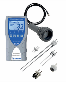 Measuring device with plug-in sensor for determining the water content of textiles Schaller humimeter SLW
