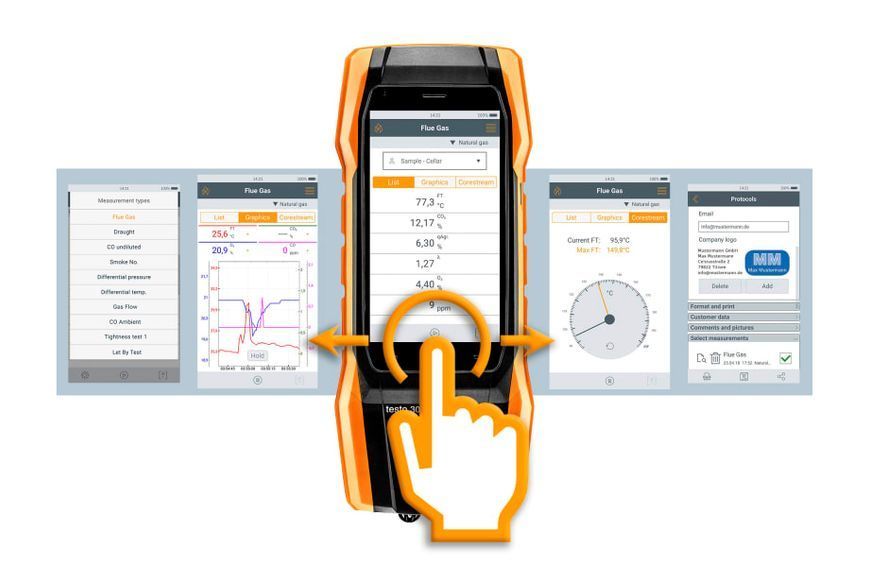 testo 300 NEXT LEVEL 2 komplektas - dūmų analizatorius (O2, CO su H2 kompensacija iki 8000 ppm)