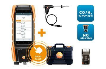 testo 300 NEXT LEVEL Longlife kit 2 with printer - Flue gas analyzer (O2, CO H2-compensated up to 30,000 ppm, NO - can be retrofitted)