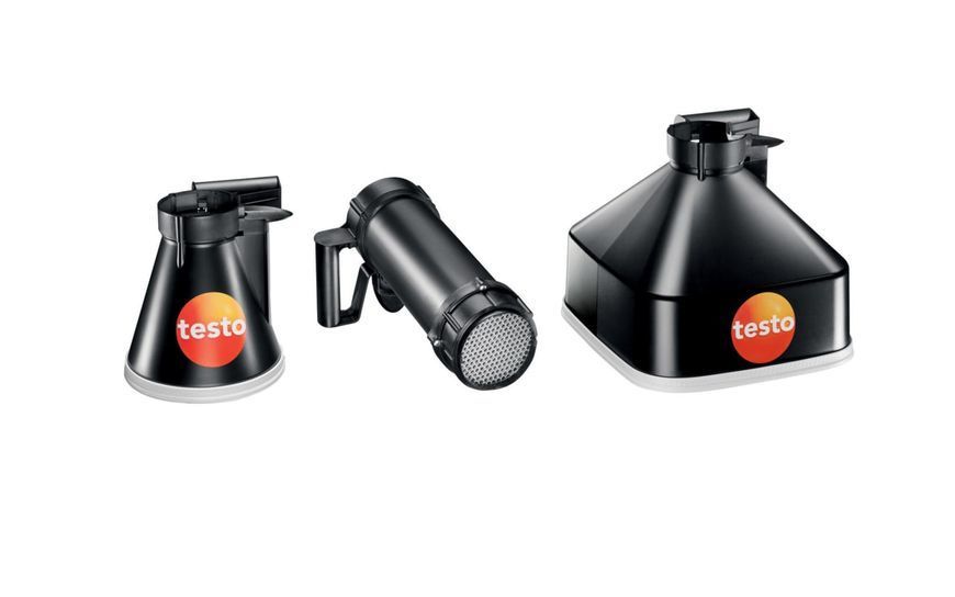 Sparnelinis anemometras Testo 417 komplektas 2 su matavimo piltuveliais ir srauto tiesintuvu