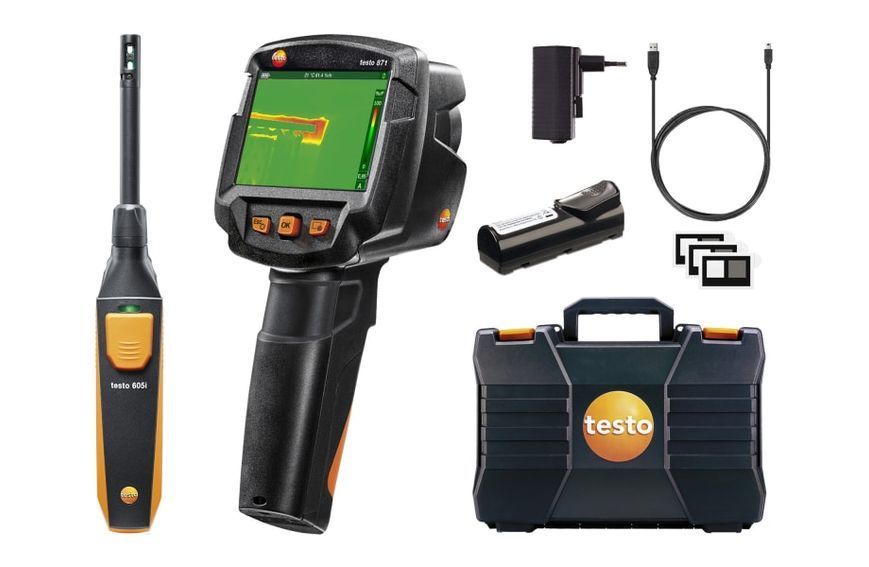 Termokameras komplekts Testo 871 ēku diagnostikai ar Bluetooth mitruma zondi 0560 8715 фото