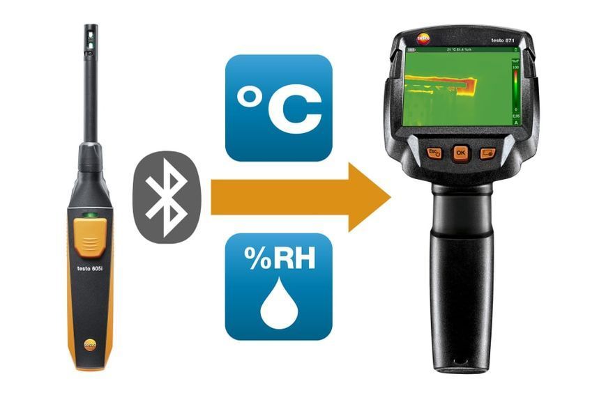 Termokameras komplekts Testo 871 ēku diagnostikai ar Bluetooth mitruma zondi 0560 8715 фото