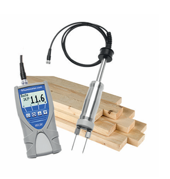 Wood moisture meter with switchable display for water content, wood moisture and dry matter Schaller humimeter WLW