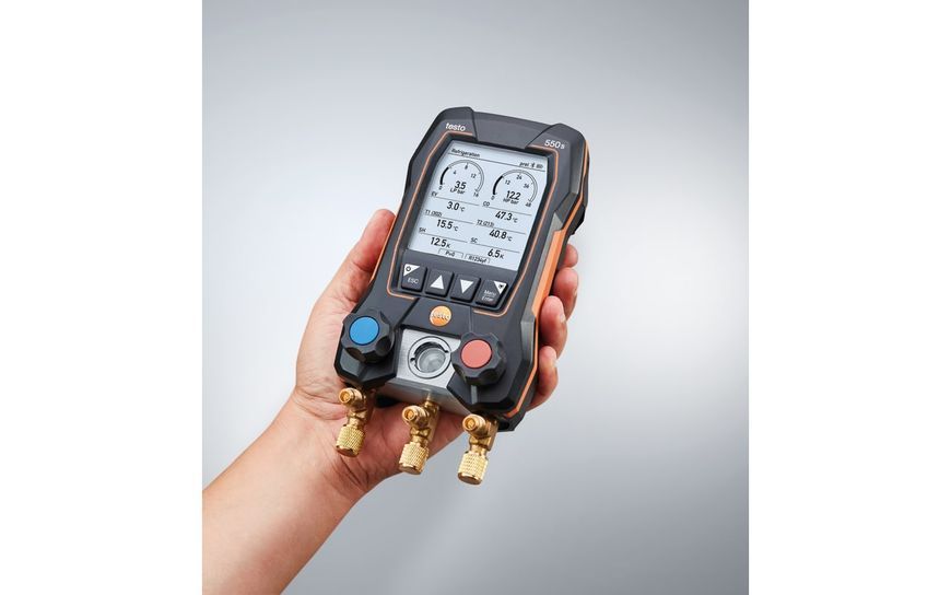 Skaitmeninio kolektoriaus rinkinys Testo 550s Basic Kit su laidiniais gnybtiniais temperatūros zondais