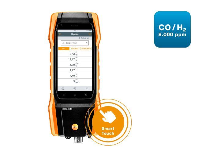 testo 300 - Flue gas analyzer (O2, CO H2-compensated up to 8,000 ppm)