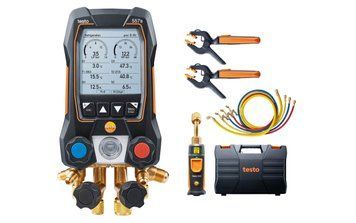 I&scaron;manusis skaitmeninio kolektoriaus rinkinys Testo 557s Smart Vacuum Kit su pildymo žarnomis ir belaidžiais zondais