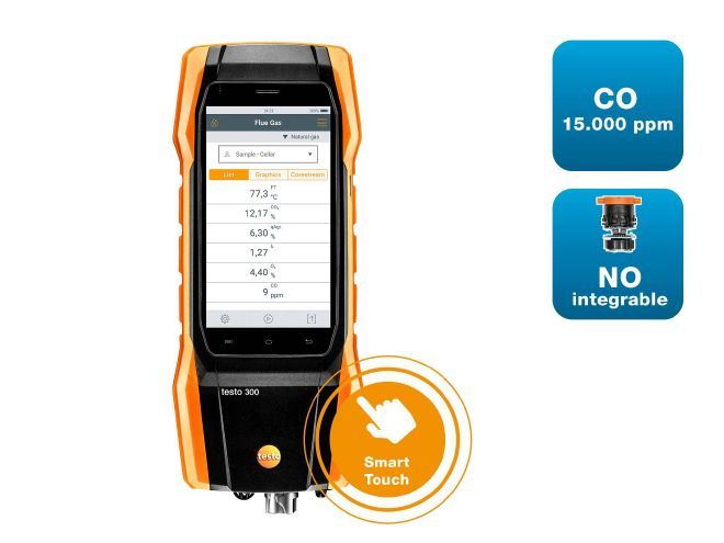 testo 300 Longlife - Flue gas analyzer (O2, CO up to 15,000 ppm, NO - can be retrofitted)